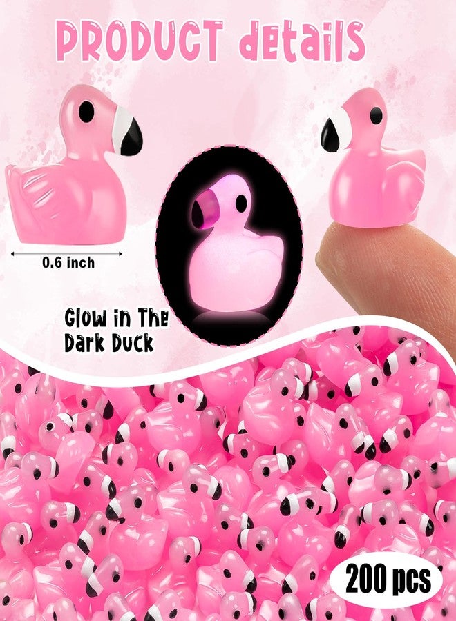LHSYFBZ 100 Pcs Mini Resin Flamingo Ducks, Luminous Flamingo Tiny Ducks, Glow in The Dark Miniature Flamingos for Cake Topper Garden Dollhouse Landscape Aquarium Ornaments DIY Crafts - Image 5